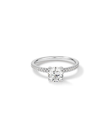 Engagement Ring with 1.14 Carat TW of Diamonds. A 1 Carat Round Brilliant Centre Laboratory-Created Diamond and shouldered by 0.14 Carat TW of Natural Diamonds in 14kt White Gold Engagement Ring with 1.14 Carat TW of Diamonds. A 1 Carat Round Brilliant Centre Laboratory-Created Diamond and shouldered by 0.14 Carat TW of Natural Diamonds in 14kt White Gold