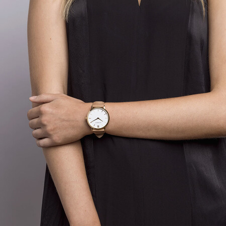 Ladies Gold Tone Stainless Steel Watch with Leather Ladies Gold Tone Stainless Steel Watch with Leather