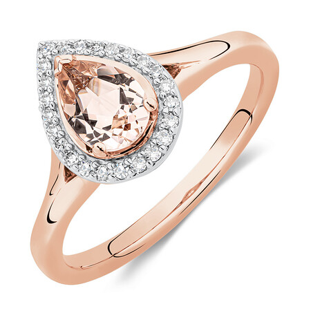 Ring with Morganite & Diamonds in 10kt Rose Gold Ring with Morganite & Diamonds in 10kt Rose Gold