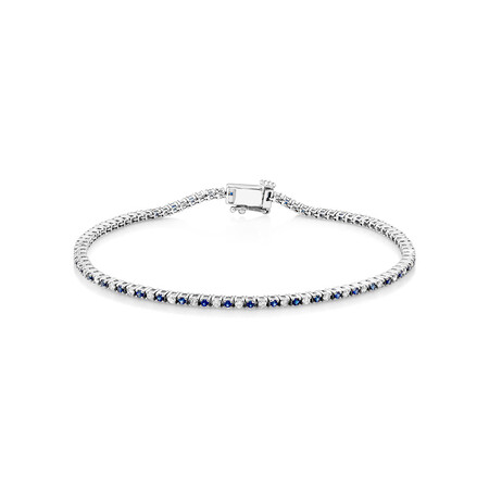 Bracelet with Laboratory Created Sapphire & Natural Diamond in Sterling Silver