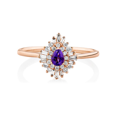 Ballerina Ring with Amethyst & 0.25 Carat TW of Diamonds in 10kt Rose Gold Ballerina Ring with Amethyst & 0.25 Carat TW of Diamonds in 10kt Rose Gold
