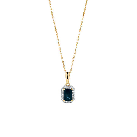 Pendant with Sapphire & Diamonds in 10ct Yellow Gold Pendant with Sapphire & Diamonds in 10ct Yellow Gold