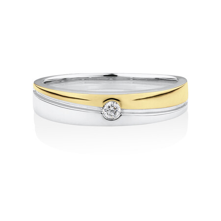Ring with Diamond in 10kt White & Yellow Gold Ring with Diamond in 10kt White & Yellow Gold