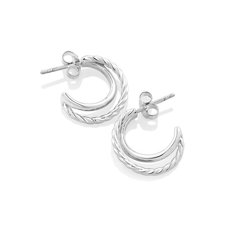 18mm Twist Huggie Earring in Sterling Silver 18mm Twist Huggie Earring in Sterling Silver