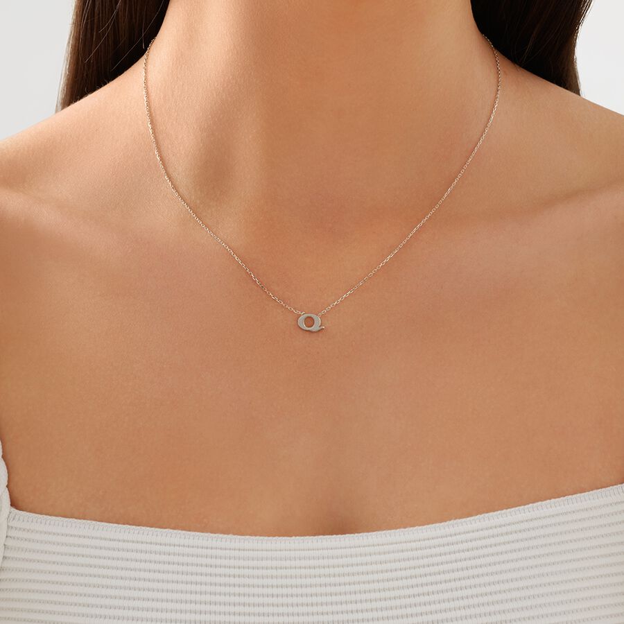 'Q' Initial Necklace in Sterling Silver