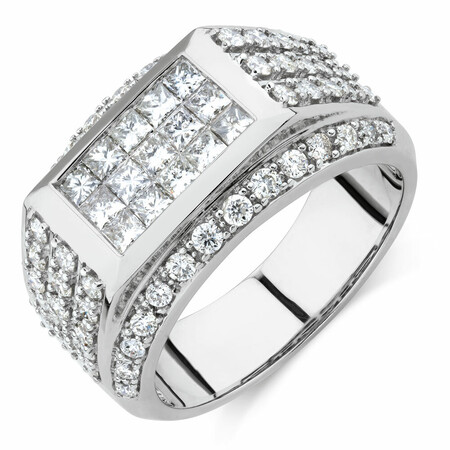 Men's Ring with 2 Carat TW of Diamonds in 14kt White Gold