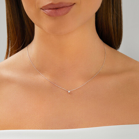 Mini Solitaire Necklace with Diamonds in 10kt White Gold Mini Solitaire Necklace with Diamonds in 10kt White Gold