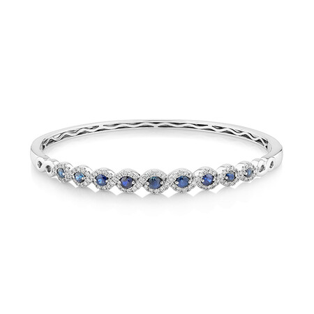 Bangle with Sapphire & 0.68 Carat TW of Diamonds In 14kt White Gold