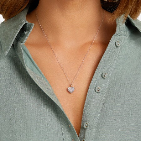 Pave Heart Pendant with 0.39 Carat TW of Diamonds in 10kt White Gold Pave Heart Pendant with 0.39 Carat TW of Diamonds in 10kt White Gold