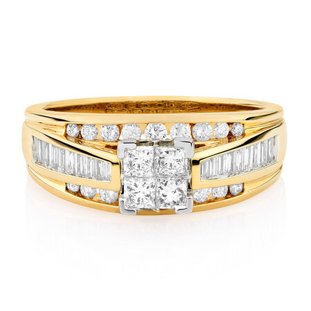 Engagement Ring with 1 Carat TW of Diamonds in 14ct Yellow & White Gold Engagement Ring with 1 Carat TW of Diamonds in 14ct Yellow & White Gold