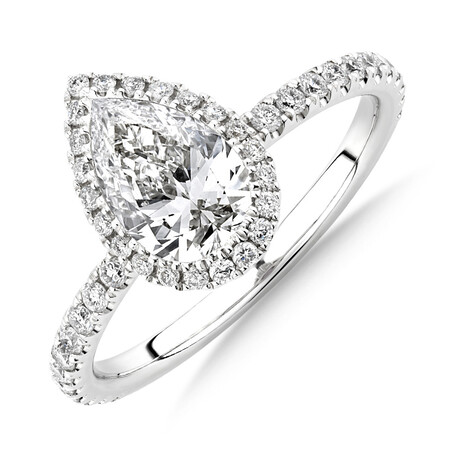 Sir Michael Hill Designer Halo Pear Engagement Ring with 1.36 Carat TW of Diamonds in 18kt White Gold Sir Michael Hill Designer Halo Pear Engagement Ring with 1.36 Carat TW of Diamonds in 18kt White Gold