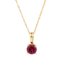 Pendant with Created Ruby in 10kt Yellow Gold