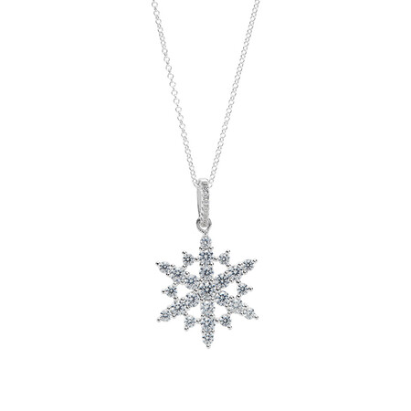 Pave Snowflake Pendant with White Cubic Zirconia in Sterling Silver Pave Snowflake Pendant with White Cubic Zirconia in Sterling Silver
