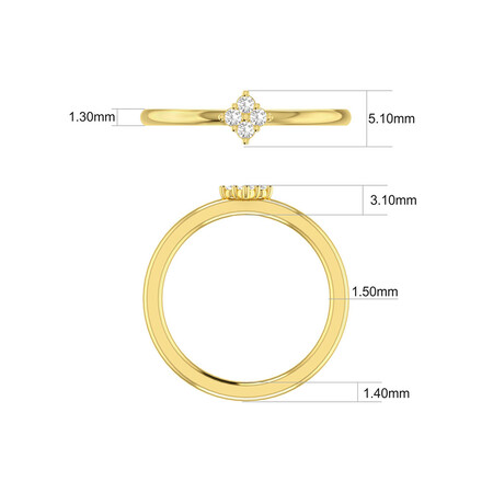 Flower Stacker Ring with Diamonds in 10ct Yellow Gold Flower Stacker Ring with Diamonds in 10ct Yellow Gold