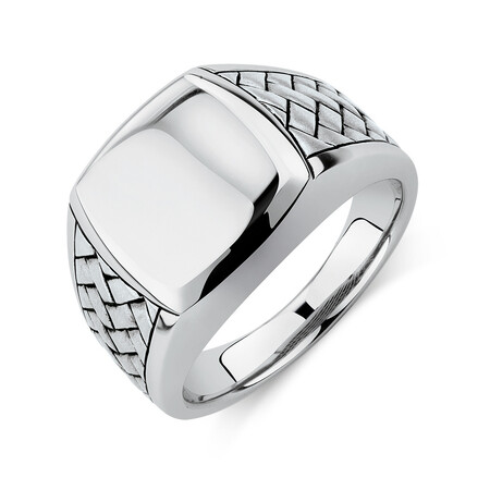 Patterned Signet Ring In Sterling Silver Patterned Signet Ring In Sterling Silver