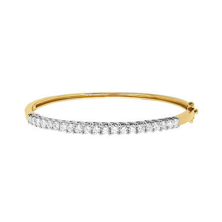Hinged Bangle with 2 Carat TW of Diamonds in 18kt Yellow & White Gold
