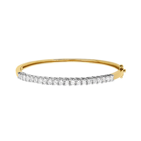 Hinged Bangle with 2 Carat TW of Diamonds in 18kt Yellow & White Gold Hinged Bangle with 2 Carat TW of Diamonds in 18kt Yellow & White Gold