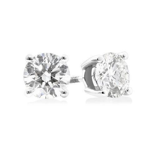 Laboratory-Created 1.40 Carat Stud Earrings in 14kt White Gold