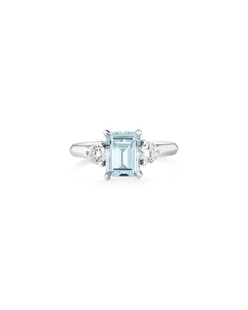 Ring with Aquamarine & 0.40 Carat TW of Diamonds in 10kt White Gold Ring with Aquamarine & 0.40 Carat TW of Diamonds in 10kt White Gold
