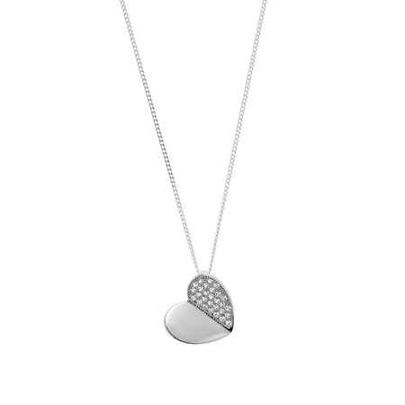 Heart Pendant with White Cubic Zirconia in Sterling Silver Heart Pendant with White Cubic Zirconia in Sterling Silver