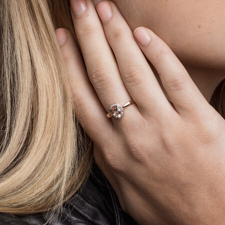 Ring with Morganite & Diamonds in 10kt Rose Gold Ring with Morganite & Diamonds in 10kt Rose Gold