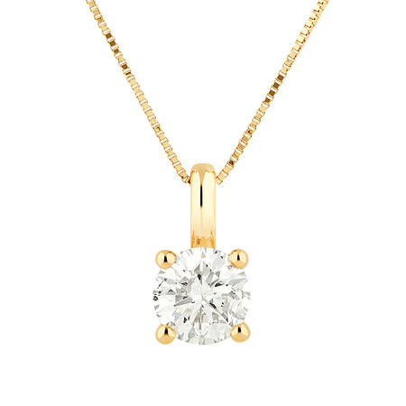 Solitaire Pendant with 1.00 Carat of Diamonds in 14kt Yellow Gold