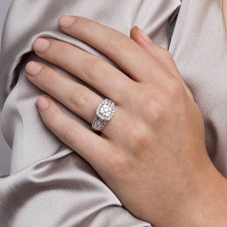 Engagement Ring with 1 1/2 Carat TW of Diamonds in 10ct White Gold Engagement Ring with 1 1/2 Carat TW of Diamonds in 10ct White Gold
