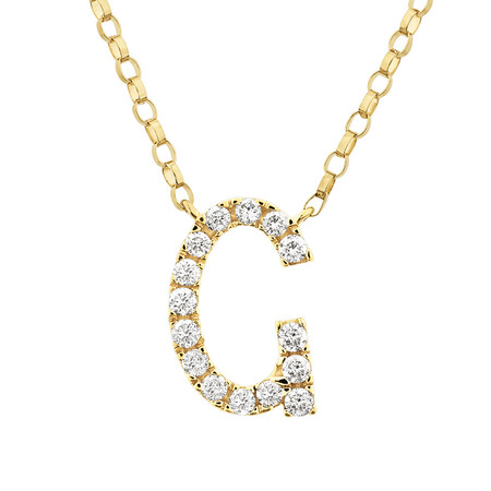 "G" Initial Necklace with 0.10 Carat TW of Diamonds in 10kt Yellow Gold "G" Initial Necklace with 0.10 Carat TW of Diamonds in 10kt Yellow Gold