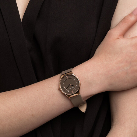 Ladies' Watch in Rose Tone Stainless Steel & Brown Leather Ladies' Watch in Rose Tone Stainless Steel & Brown Leather