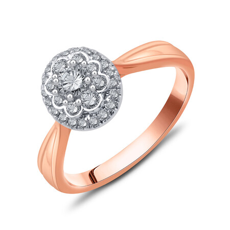 Cluster Ring with 0.48 Carat TW of Diamonds in 10ct Rose & White Gold Cluster Ring with 0.48 Carat TW of Diamonds in 10ct Rose & White Gold