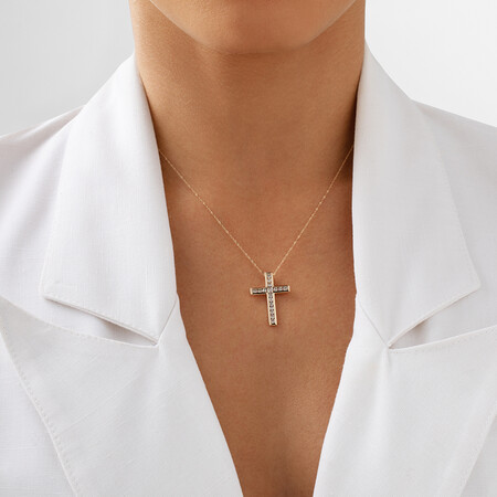 Cross Pendant With 1/2 Carat TW of Diamonds in 10kt Yellow Gold Cross Pendant With 1/2 Carat TW of Diamonds in 10kt Yellow Gold
