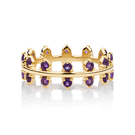 Double Zipper Ring With Natural Amethyst in 10kt Yellow Gold Double Zipper Ring With Natural Amethyst in 10kt Yellow Gold