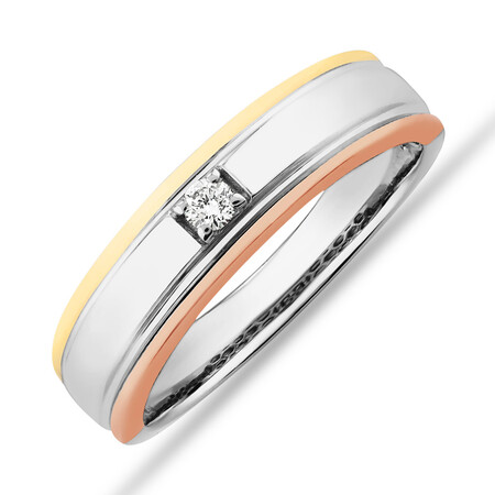 Tritone Duo Ring with Diamonds in 10kt White, Yellow & Rose Gold Tritone Duo Ring with Diamonds in 10kt White, Yellow & Rose Gold