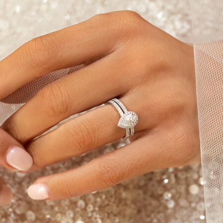 Sir Michael Hill Designer Halo Pear Engagement Ring with 1.36 Carat TW of Diamonds in 18kt White Gold Sir Michael Hill Designer Halo Pear Engagement Ring with 1.36 Carat TW of Diamonds in 18kt White Gold