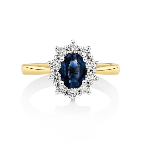 Ring with Sapphire & 1/2 Carat TW of Diamonds in 14kt Yellow & White Gold Ring with Sapphire & 1/2 Carat TW of Diamonds in 14kt Yellow & White Gold