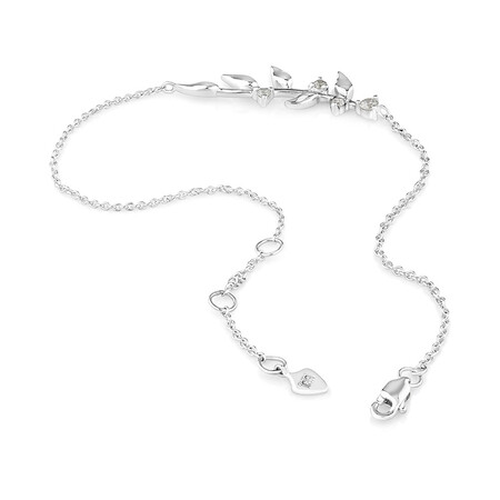 20cm (7") Leaf Bracelet with Cubic Zirconia in Sterling Silver 20cm (7") Leaf Bracelet with Cubic Zirconia in Sterling Silver