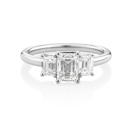 Sir Michael Hill Designer Three Stone Emerald Cut Engagement Ring with 1.42 Carat TW of Diamonds in 18kt White Gold Sir Michael Hill Designer Three Stone Emerald Cut Engagement Ring with 1.42 Carat TW of Diamonds in 18kt White Gold