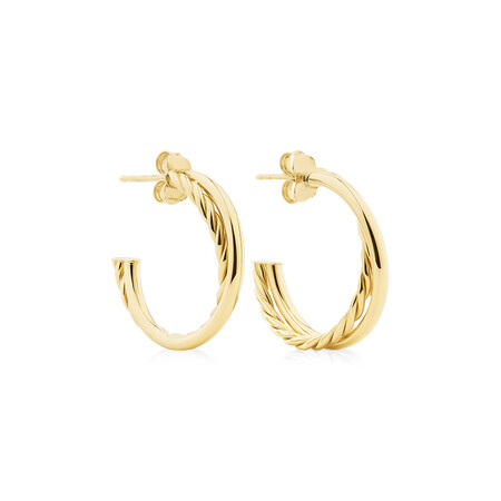 Round Crossover Hoop Earrings in 10kt Yellow Gold Round Crossover Hoop Earrings in 10kt Yellow Gold
