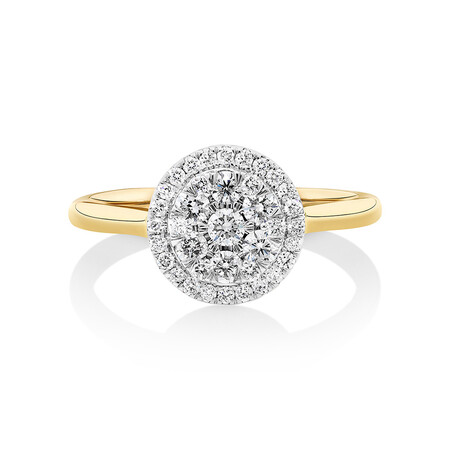Round Cluster Halo Ring with 0.50ct TW of Diamonds in 10ct Yellow Gold Round Cluster Halo Ring with 0.50ct TW of Diamonds in 10ct Yellow Gold
