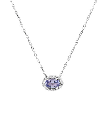 Halo Tanzanite & Diamond Necklace in 10ct White Gold Halo Tanzanite & Diamond Necklace in 10ct White Gold