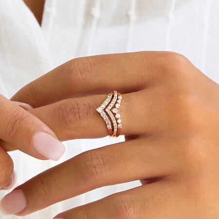 Three Row Chevron Ring with 0.75 Carat TW of Diamonds in 10kt Rose Gold Three Row Chevron Ring with 0.75 Carat TW of Diamonds in 10kt Rose Gold