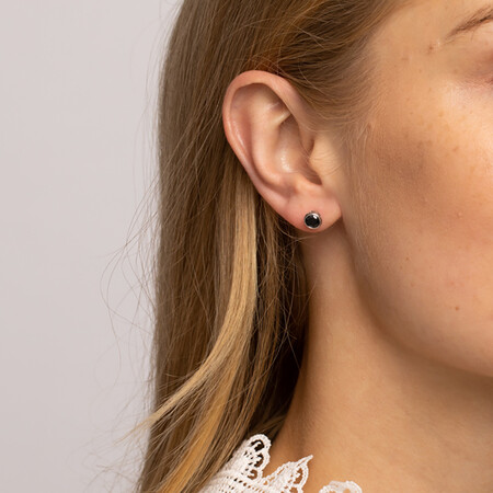 Stud Earrings with Black Cubic Zirconia in Sterling Silver Stud Earrings with Black Cubic Zirconia in Sterling Silver