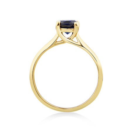 Ring with Created Sapphire in 10ct Yellow Gold Ring with Created Sapphire in 10ct Yellow Gold