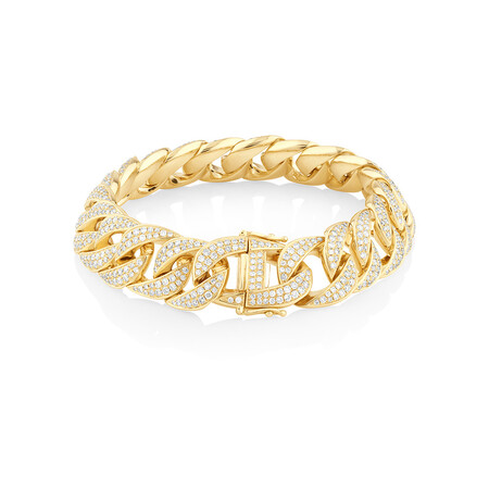 21cm (8.5") Diamond Set Curb Bracelet with 7.05 Carat TW of Diamonds In 10kt Yellow Gold 21cm (8.5") Diamond Set Curb Bracelet with 7.05 Carat TW of Diamonds In 10kt Yellow Gold