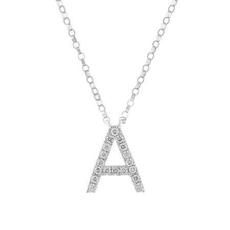 A' Initial necklace with 0.10 Carat TW of Diamonds in 10ct White Gold A' Initial necklace with 0.10 Carat TW of Diamonds in 10ct White Gold