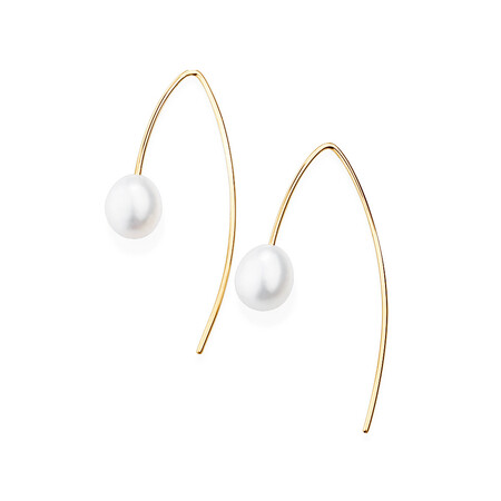 Drop Earrings with Cultured Freshwater Pearls in 10ct Yellow Gold Drop Earrings with Cultured Freshwater Pearls in 10ct Yellow Gold