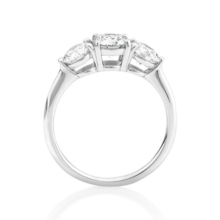 Laboratory-Created 1.70 Carat Oval Three Stone Diamond Ring In 14ct White Gold Laboratory-Created 1.70 Carat Oval Three Stone Diamond Ring In 14ct White Gold