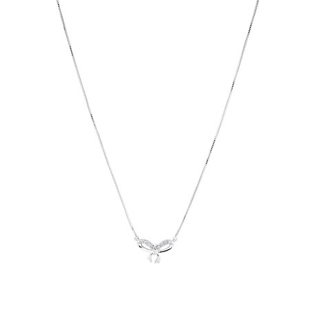 Bow Necklace with Diamonds in 10ct White Gold