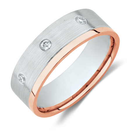 Men's Ring with Diamonds in 10ct White & Rose Gold Men's Ring with Diamonds in 10ct White & Rose Gold