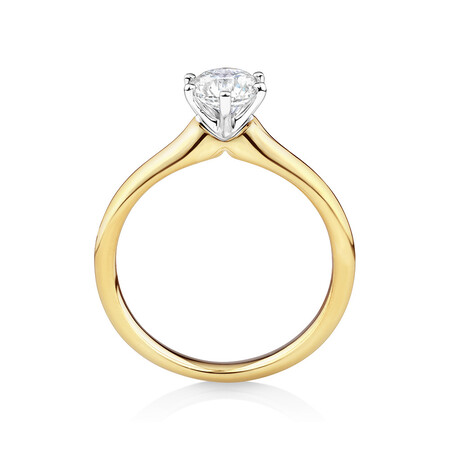 Certified Solitaire Engagement Ring with a 3/4 Carat TW Diamond in 18ct Yellow & White Gold Certified Solitaire Engagement Ring with a 3/4 Carat TW Diamond in 18ct Yellow & White Gold